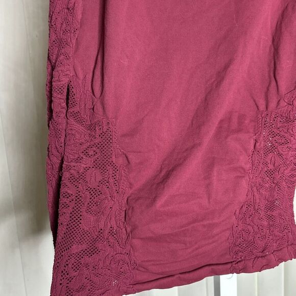 Free People No Turning Back Top Burgundy Long Lace Sleeves Made in USA Size M - Picture 3 of 5